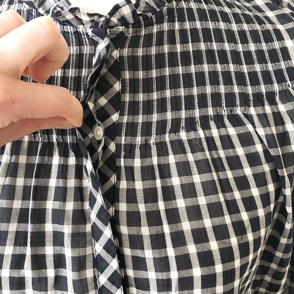 J.Crew | Gingham Pleated Bib Ruffle Trim Shirt NWT - Picture 5 of 7